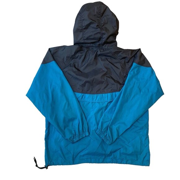 Vintage Brooks Windbreaker Size Large Hooded Exploration Gear Teal Blue Full ZIp - Picture 3 of 10